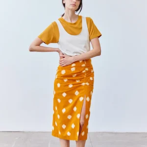 Falda Lápiz Recogida Algodón Ikat