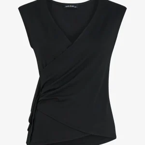 Top sin mangas con detalle drapeado - Negro