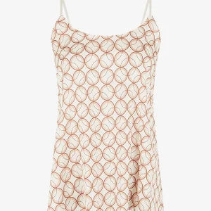 Camisola satinada recta con estampado gráfico - Beis
