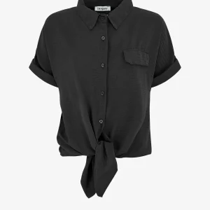 Blusa fluida con lazo - Negro