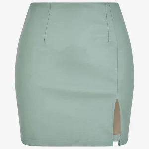 Minifalda con abertura de imitación - Verde agua