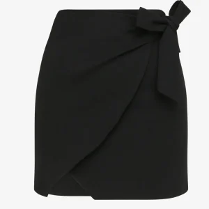 Minifalda cruzada de corte recto - Negro