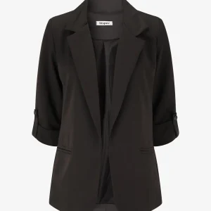 Blazer de longitud media con mangas con puños. - Negro