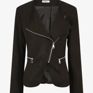 Chaqueta de ante estilo perfecto - Negro