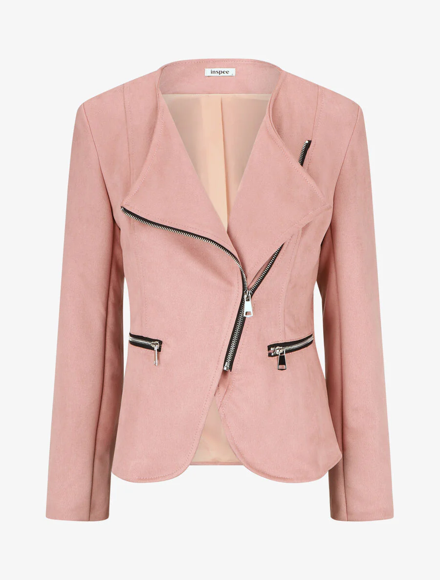 Chaqueta de ante estilo perfecto - Rosa viejo