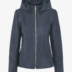 Chaqueta de ante con cremallera y capucha - Marine