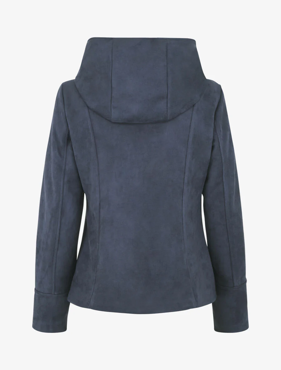 Chaqueta de ante con cremallera y capucha - Marine - Imagen 2