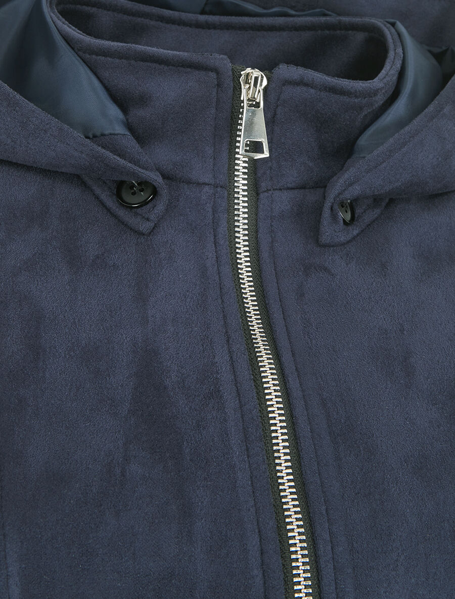 Chaqueta de ante con cremallera y capucha - Marine - Imagen 3