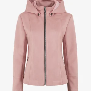 Chaqueta de ante con cremallera y capucha - Rosa