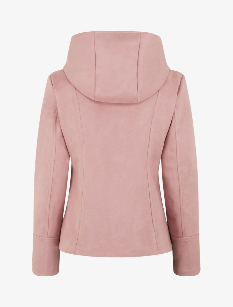 Chaqueta de ante con cremallera y capucha - Rosa - Imagen 2