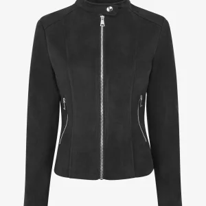 Chaqueta de ante con cremallera - Negro