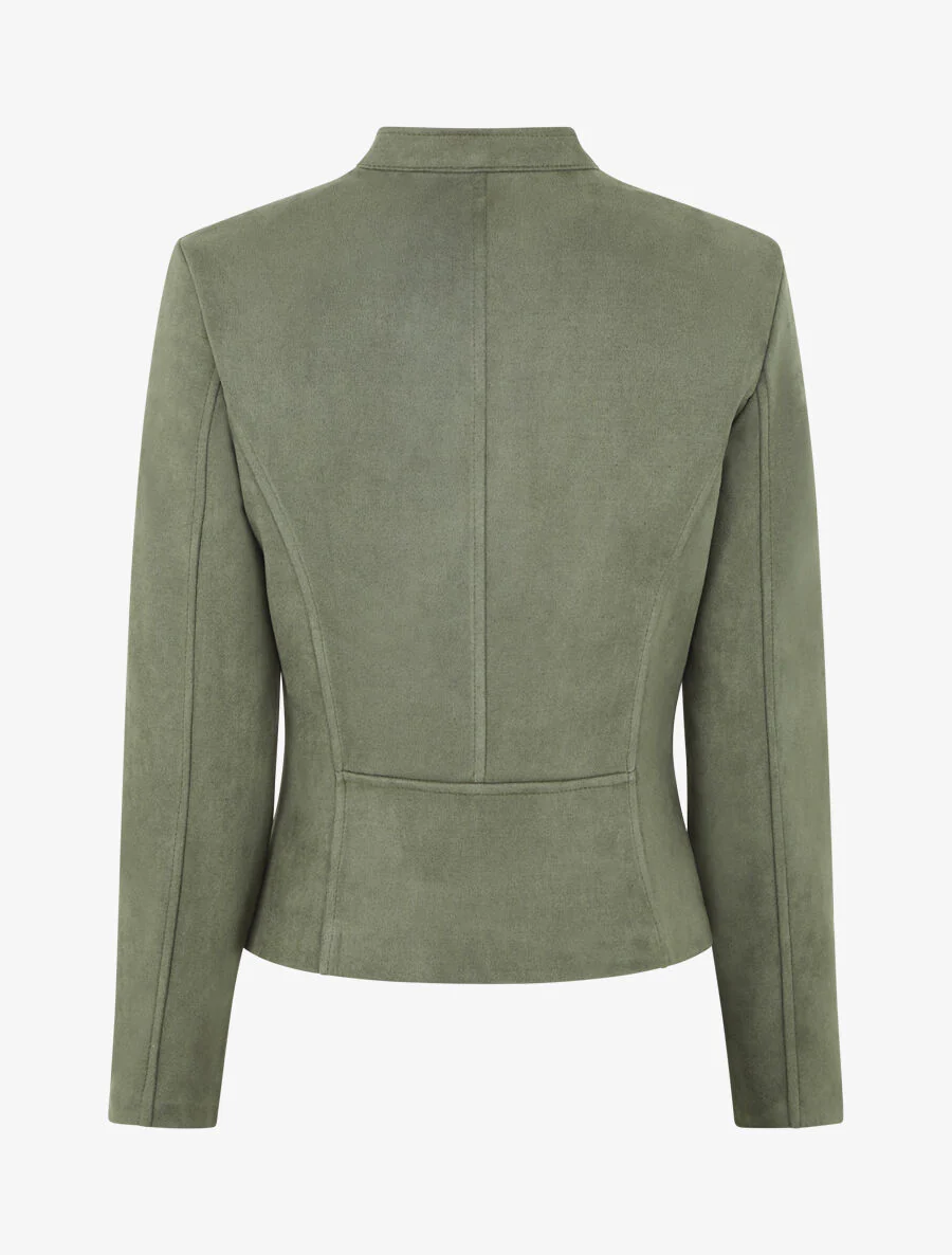 Chaqueta de ante con cremallera - Caqui - Imagen 2