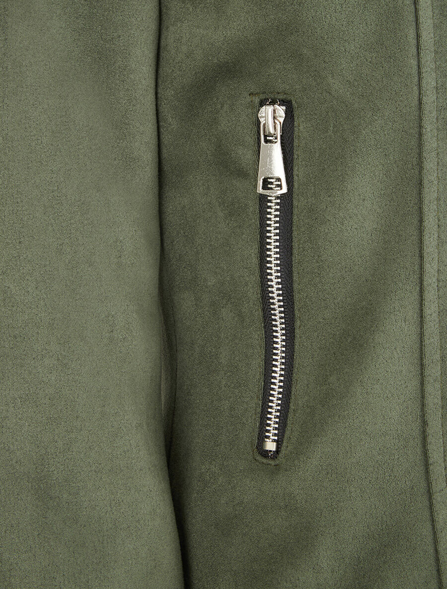 Chaqueta de ante con cremallera - Caqui - Imagen 3
