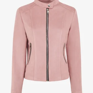 Chaqueta de ante con cremallera - Rosa