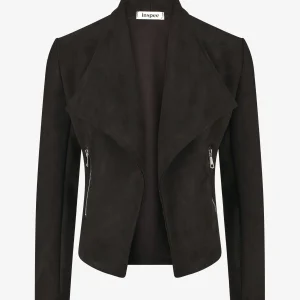 Chaqueta de gamuza con paneles asimétricos - Negro