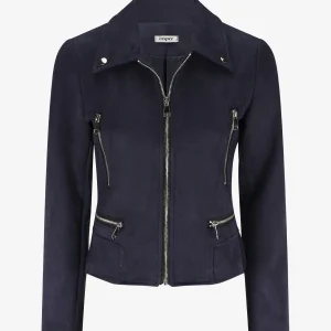 Chaqueta de ante sintético con cremalleras decorativas - Marine