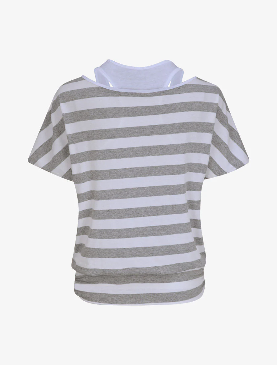 Top marinero corte globo con camiseta sin mangas integrada - Gris jaspeado - Imagen 2
