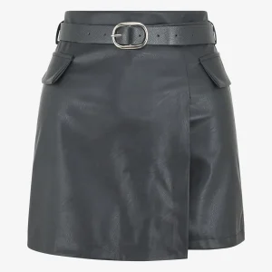 Short trompe l'oeil con cinturón - Negro