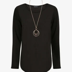 Top con bordes redondeados de malla fina - Negro