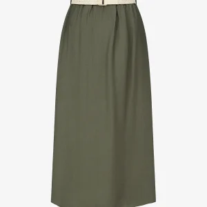 Falda midi evasé de cintura alta elástica - Verde