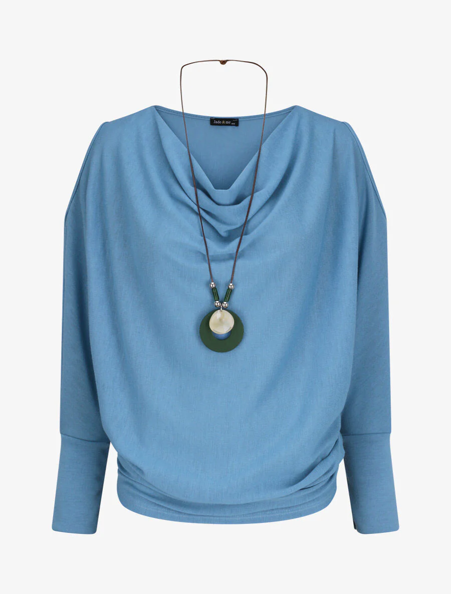 Top suelto con hombros descubiertos - Azul bebé