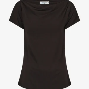 Top liso de manga corta - Negro