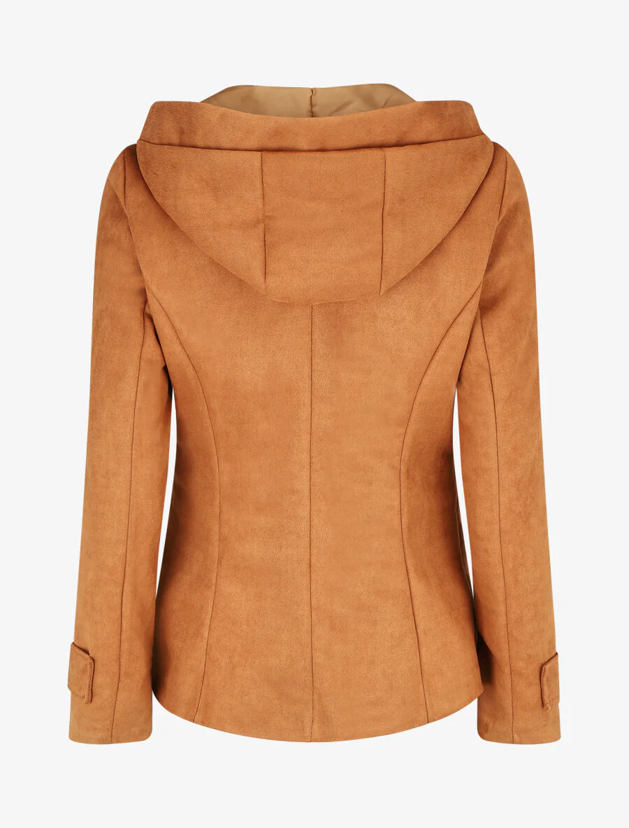 Chaqueta de ante con capucha - Camello oscuro - Imagen 2