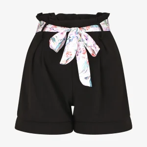 Pantalón corto elástico liso - Negro