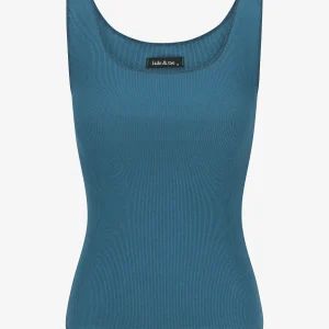 Camiseta de tirantes acanalada básica - Azul pato