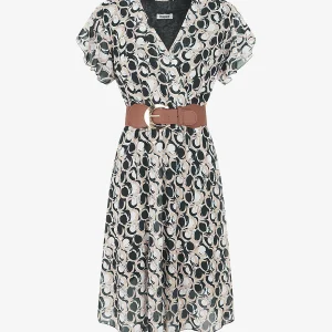 Vestido largo elástico estampado fantasía - Negro