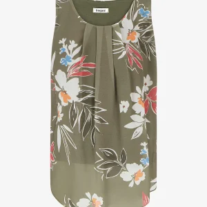 Top sin mangas con estampado floral - Caqui