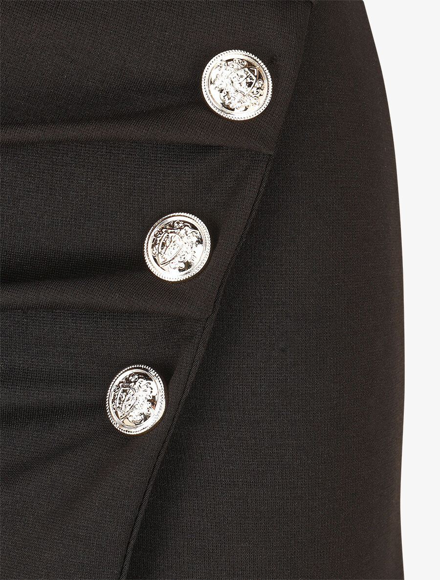 Falda midi con botones decorativos - Negro - Imagen 3