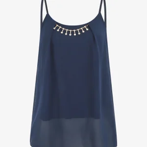 Top liso de tirantes con joya - Marine