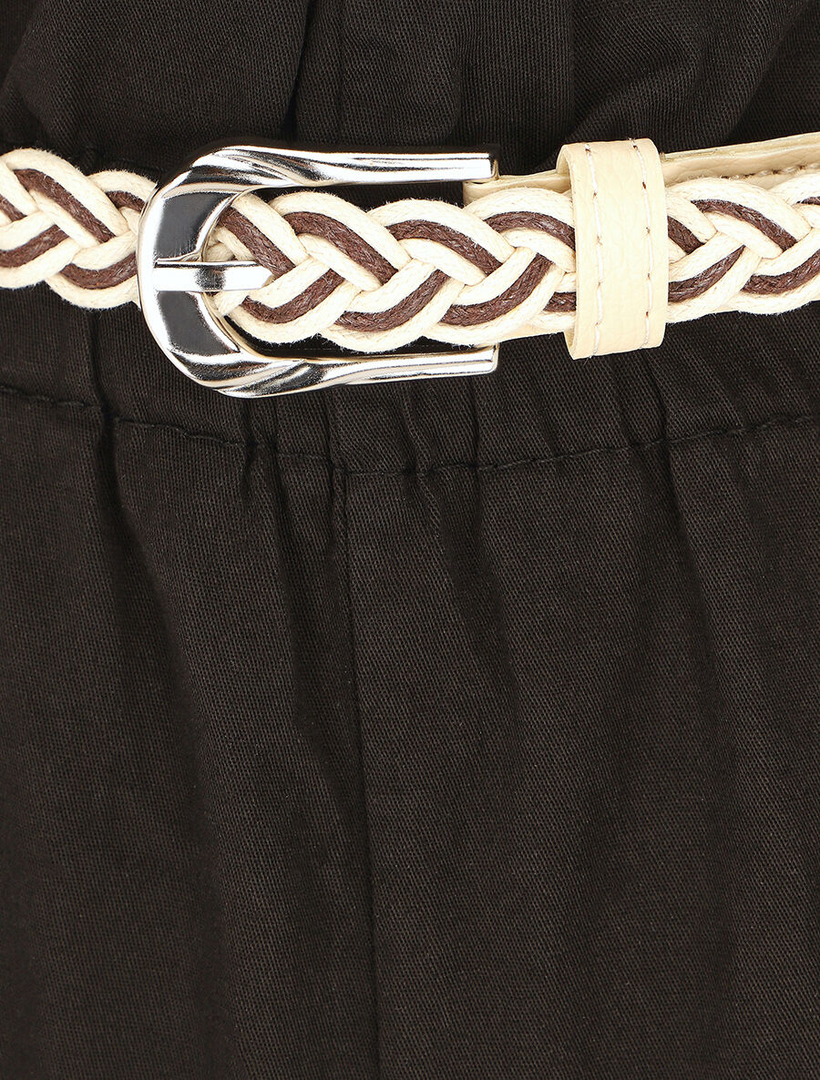 Short amplio de talle alto con cintura elástica. - Negro - Imagen 3