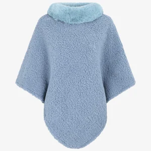 Poncho unido con textura efecto oveja - Azul