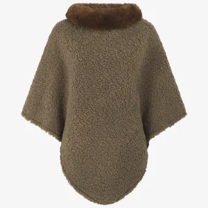 Poncho unido con textura efecto oveja - Café