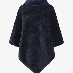 Poncho unido con patrón de cuadros - Marine