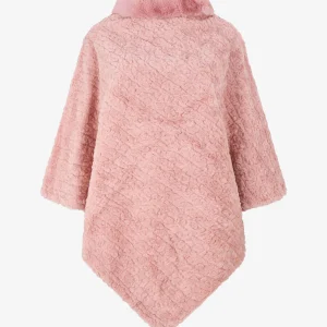 Poncho unicolor efecto angora - Rosa viejo