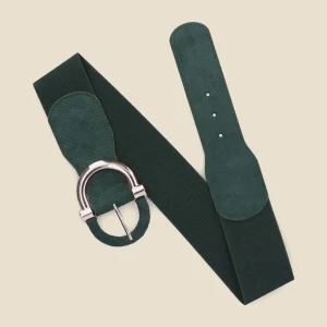 Cinturón elástico con hebilla bimaterial. - Verde abeto