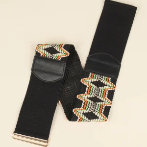 Cinturón elástico con estampados aztecas. - Naranja