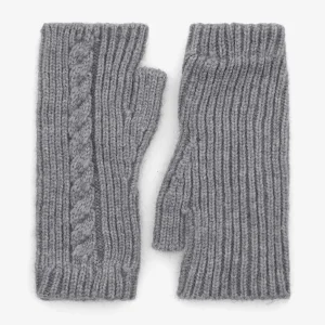Mitones lisos de punto trenzado - Gris