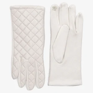 Guantes de imitación con diseño de cuadros - Beis