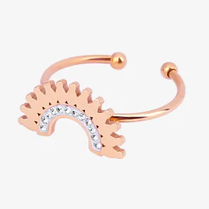 Anillo adornado con un diadema con strass - Champán